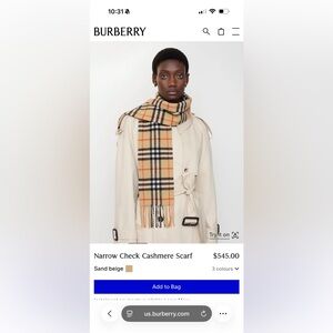 Burberry Tan and Black Plaid Scarf